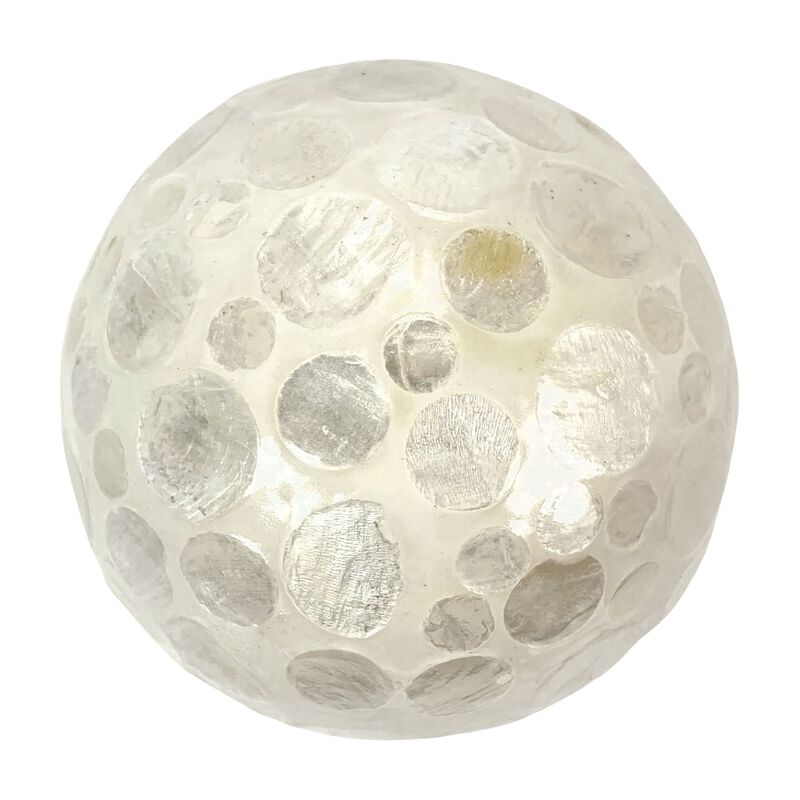 Set Of 6 Capiz Shell Deco Spheres 4 White Iridescent Decorative Balls image number 1