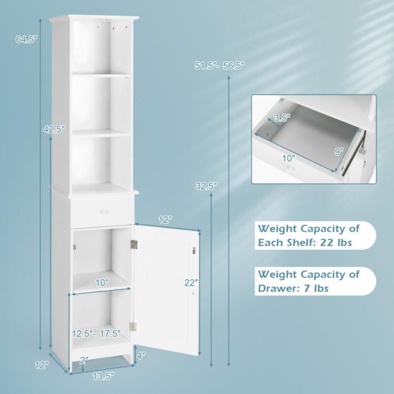 Hivvago Bathroom Tall Freestanding Storage Cabinet with Open Shelves and Drawer