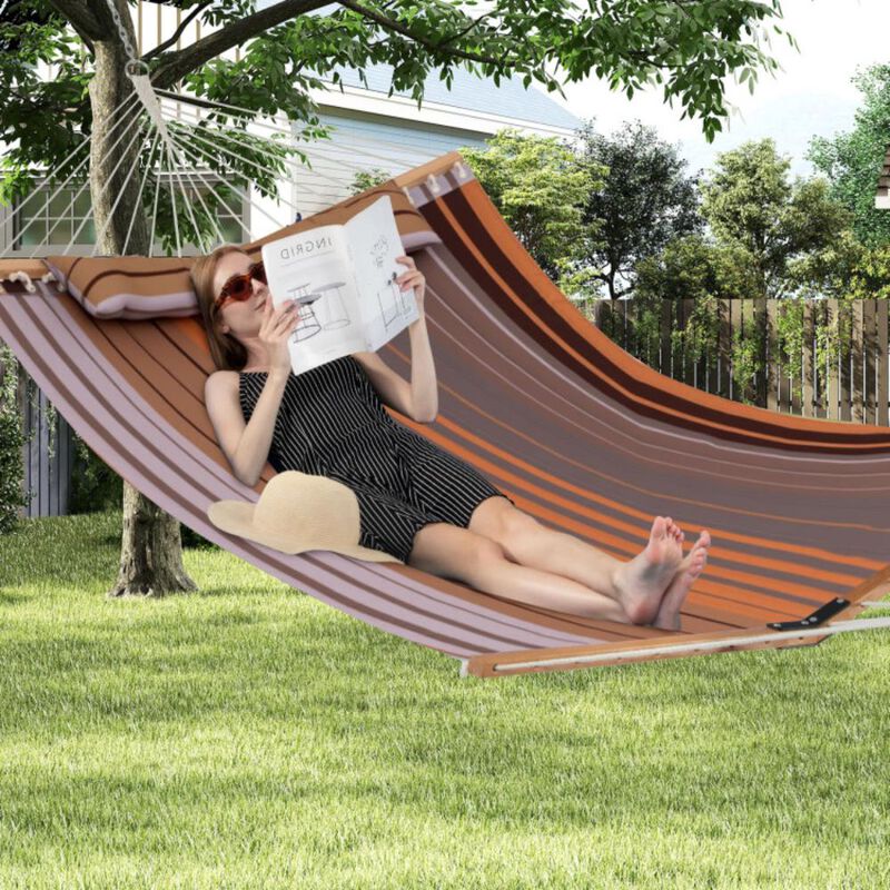 Hivvago Patio Hammock Foldable Swing Chair Bed with Detachable Pillow