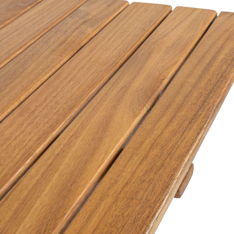 Javea Modern Coastal 3-Piece Acacia Wood Outdoor Folding Bistro Set, Cream/Light Teak