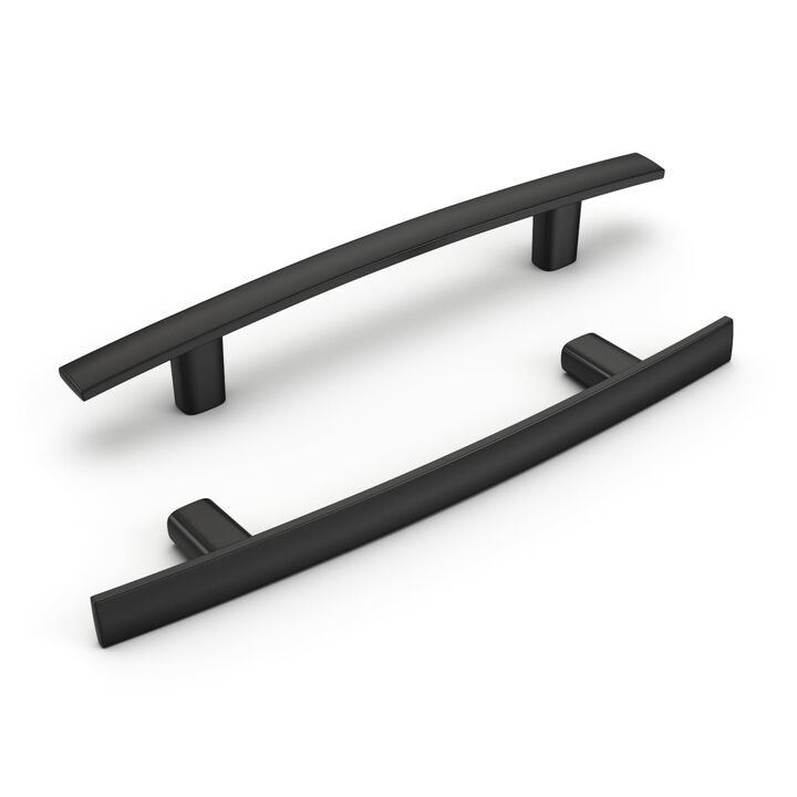 homdiy 10 Pack Cabinet Handles Black Cabinet Pulls 4"" Hole Centers Kitchen Pulls Matte Black Curved Arch Handles for Dresser Cu