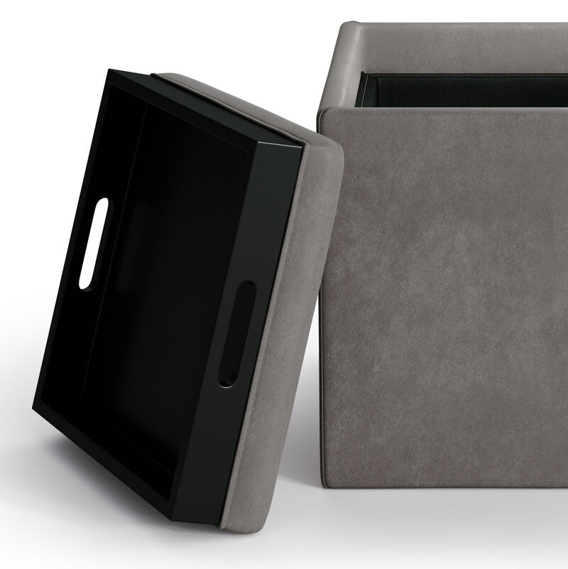 Simpli Home Rockwood Cube Storage Ottoman with Tray image number 5
