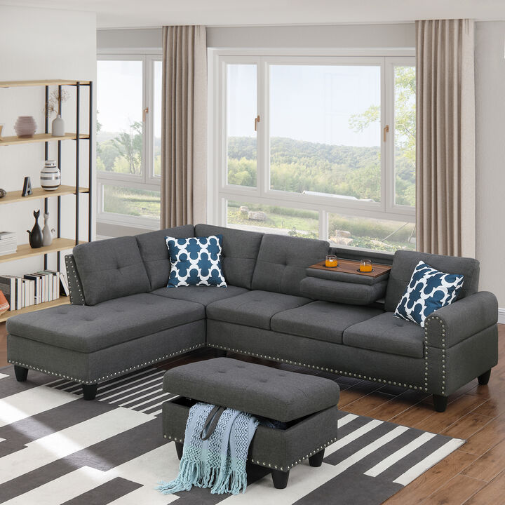 Jaxju Linen L-Shaped Sectional Sofa