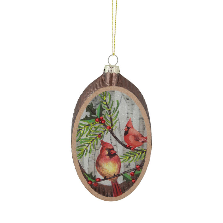 6" Cardinal Glass Plate Christmas Ornament