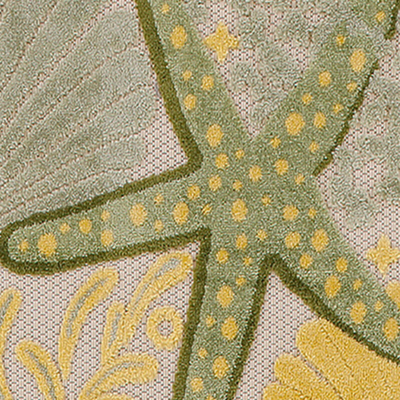 HomeRoots 8' Green And Yellow Starfish Indoor Outdoor Runner Rug image number 4