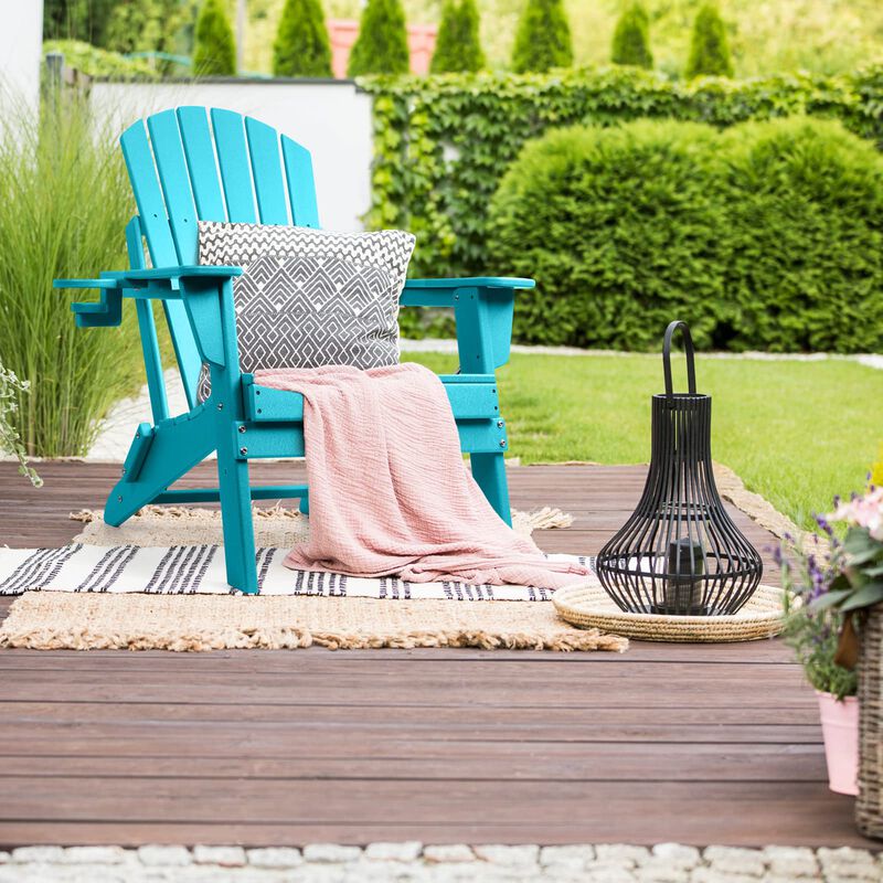 FUNBERRY Folding Adirondack Chair Set of 2, HDPE All Weather Fire Pit Chairs with Cup Holder for Outdoor