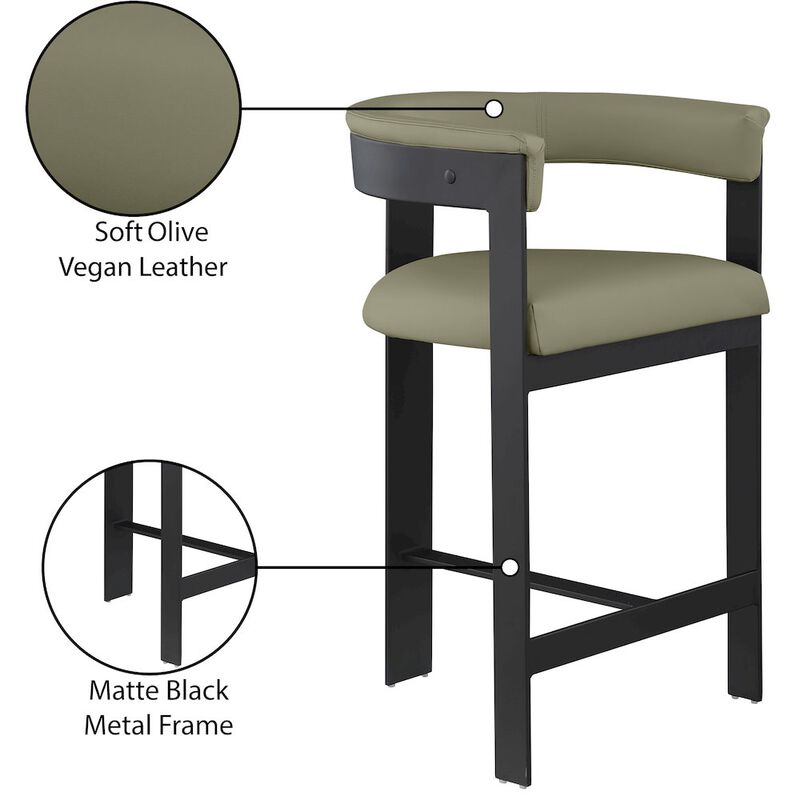 Meridian Furniture Romeo Vegan Leather Counter Stool, Set of 2