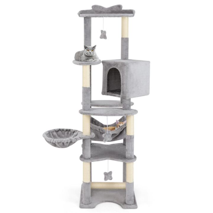 Hivvago 69 Inch Multi-level Cat Tree with Top Perch and Cozy Condo