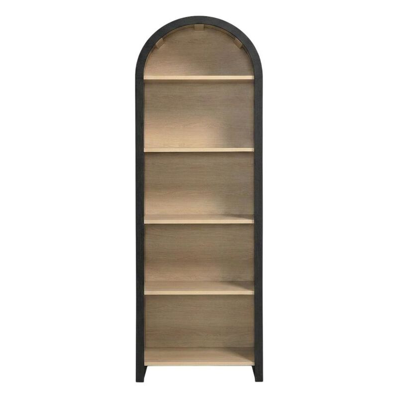 Arched Narrow Bookcase,Display Cabinet with Open Shelves Storage Cabinet, Black image number 0