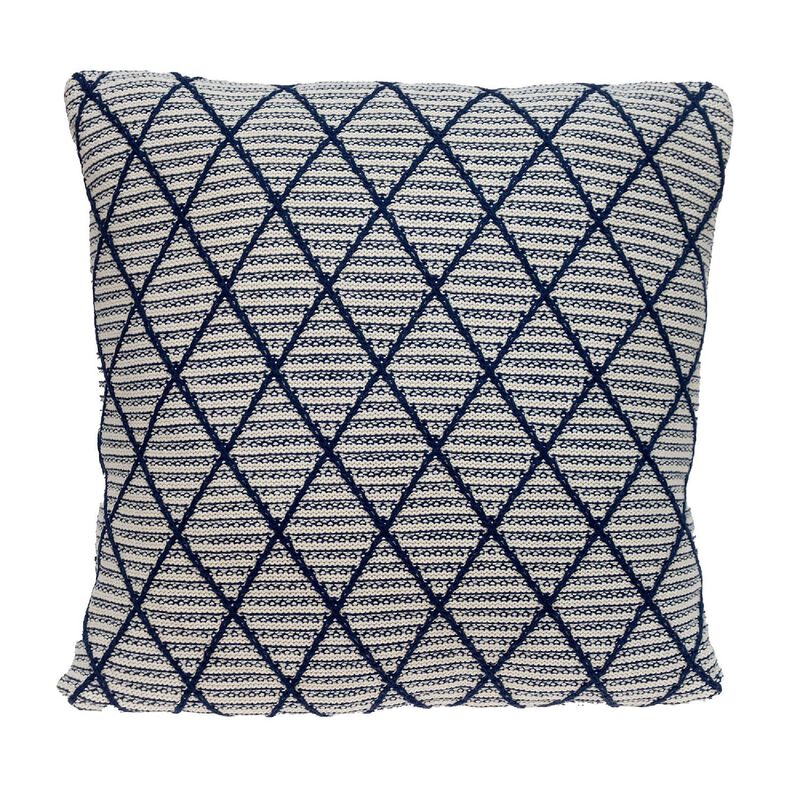 20" Blue Transitional Cotton Knitted Throw pillow image number 0