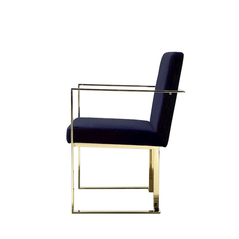 Pangea Home Gold Dexter Armchairs Velvet Navy