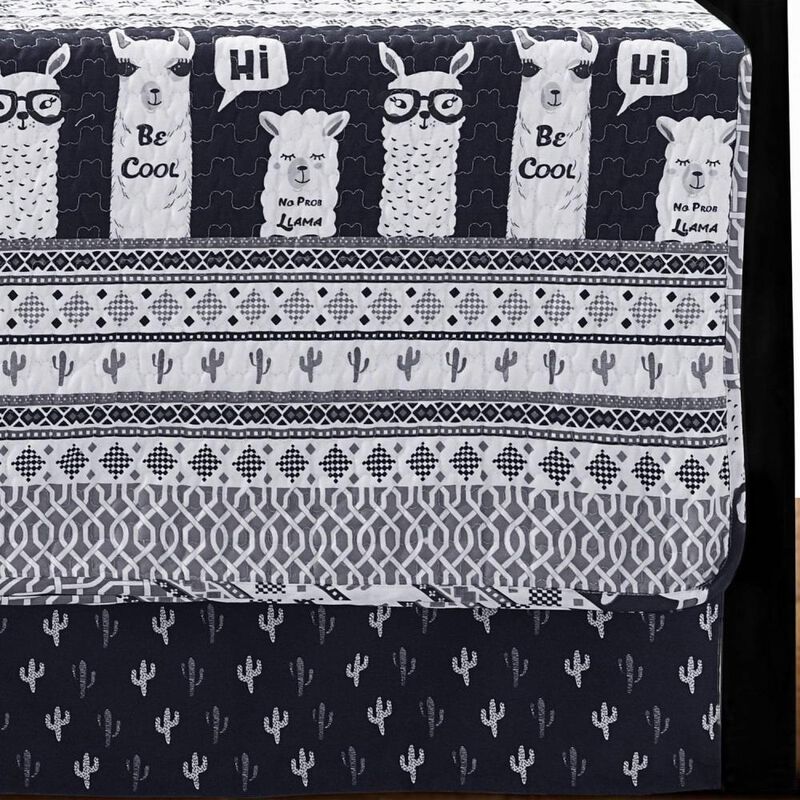 Hivvago Navy White Stripes Llama Cactus Southwest 6 Piece Lightweight Daybed Cover Set