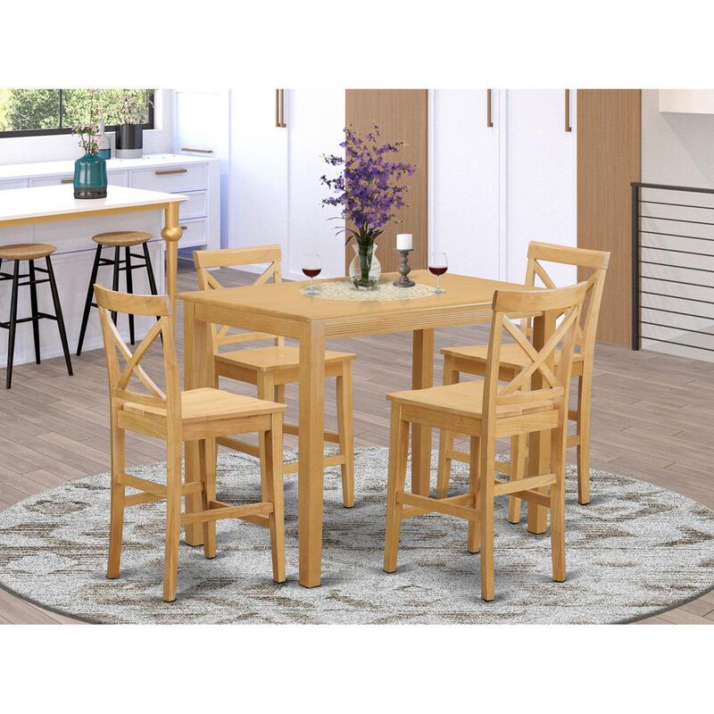 5 Pc counter height Table and chair set - high Table and 4 counter height stool.