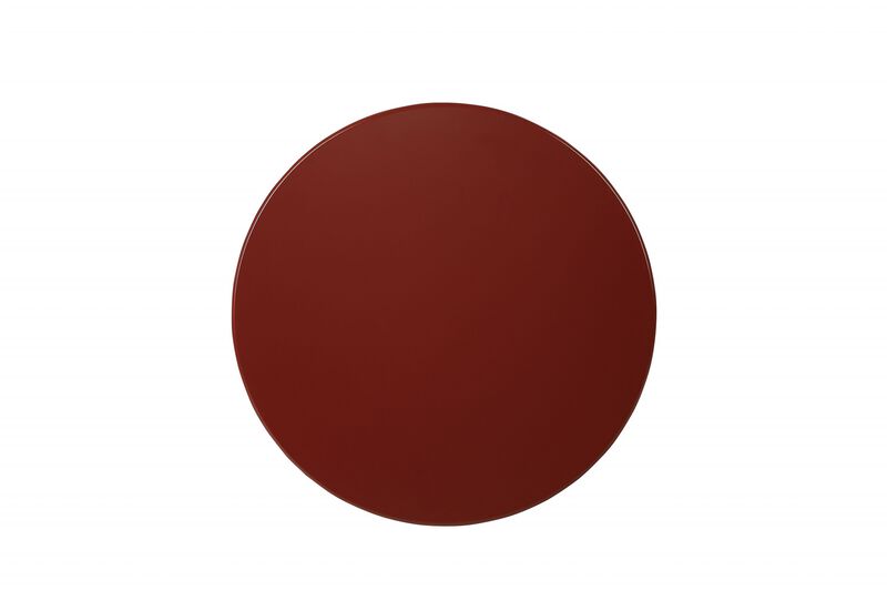 Hivvago 24 Inch  Red Wood Round End Table With Shelf