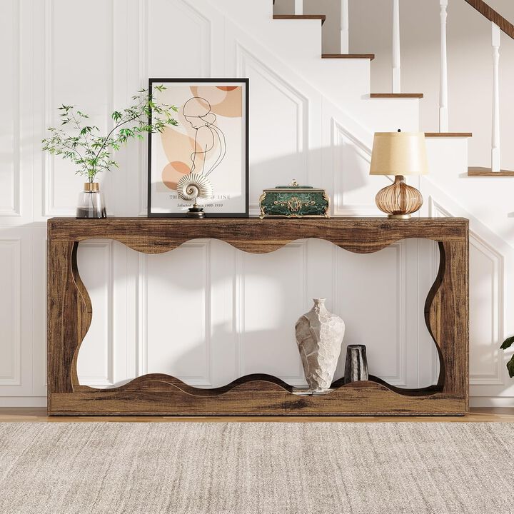 63 Inch Farmhouse Sofa Console Table for Entryway and Behind Couch