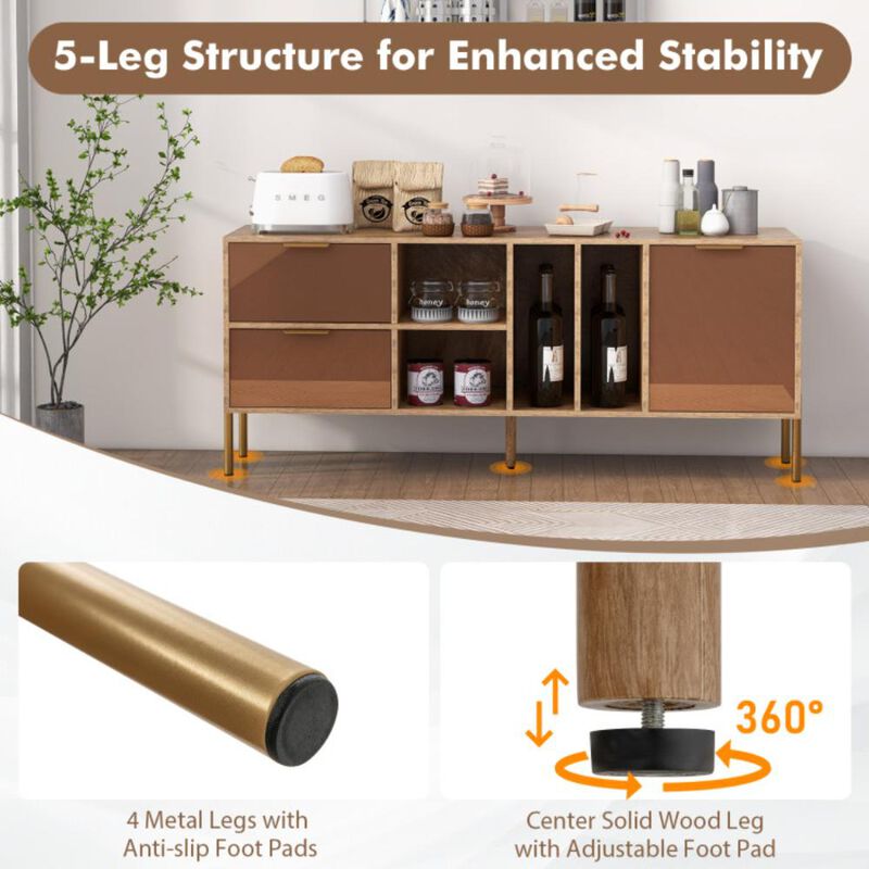 Hivvago Mirrored Buffet Cabinet with 2 Drawers and 1 Door for Living Room