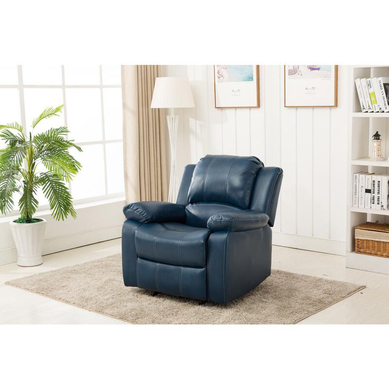 Comfort Pointe Clifton Navy Blue Leather Gel Glider Rocker Recliner