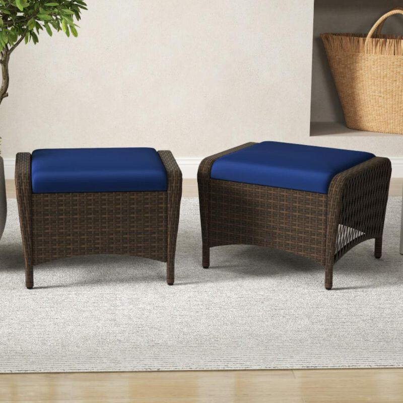 Outdoor Patio Ottomans with Removable Cushions for Garden or Backyard Seating image number 2