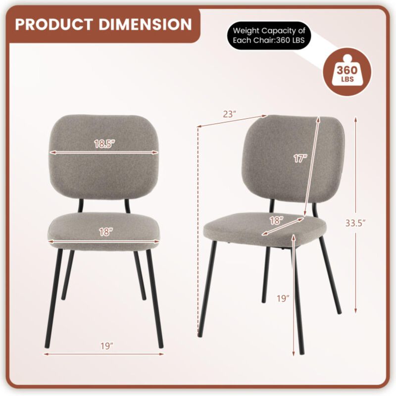 Hivvago Set of 2 Modern Armless Dining Chairs with Linen Fabric