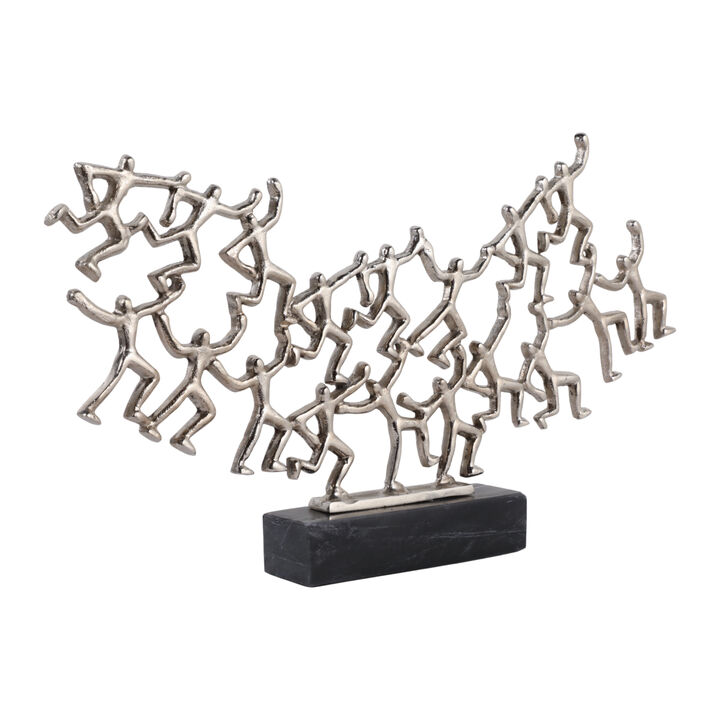 22x13" Party Boys Sculpture, Silver/black