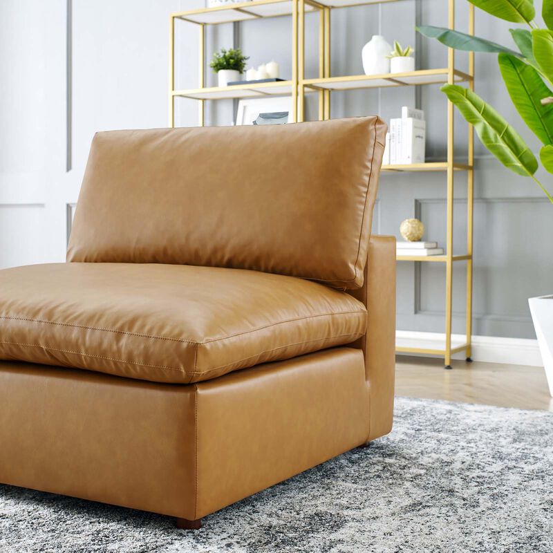 Commix Down Filled Overstuffed Vegan Leather Armless Chair image number 7
