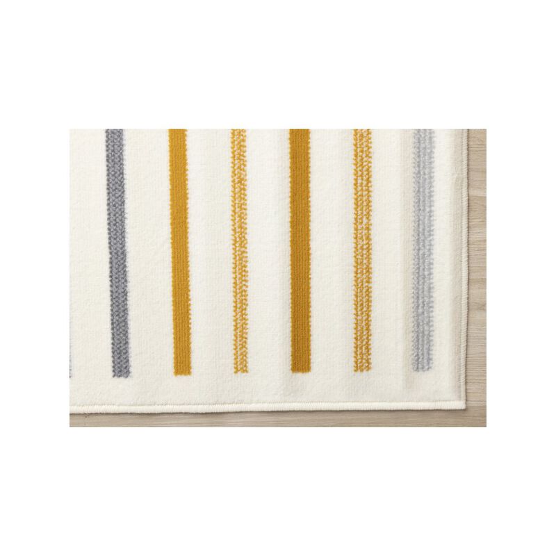 Novelle Home Functional Style Yellow Grey White Curves Rug, 6'7 x 9'6 image number 5