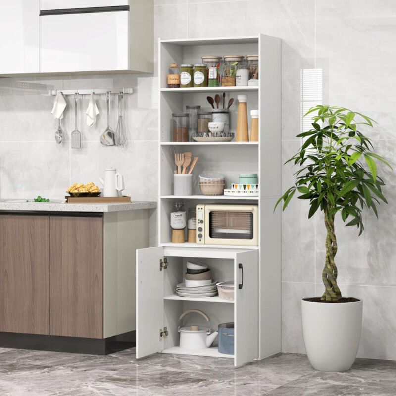 Hivvago Bookcase 6-Tier with Adjustable Shelves and 2-Door Cabinet