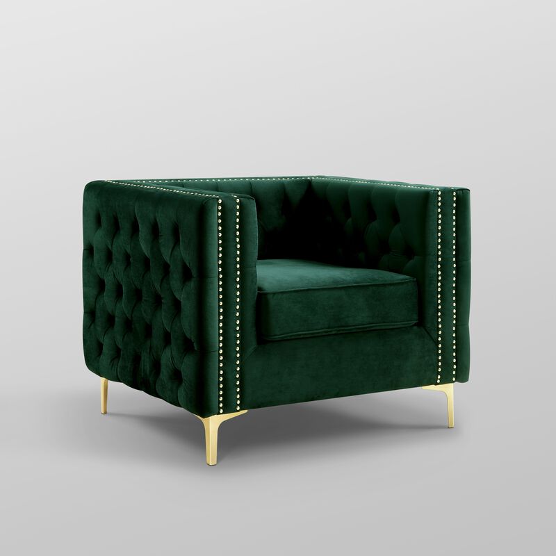 Inspired Home Clarinda Velvet Club Chair