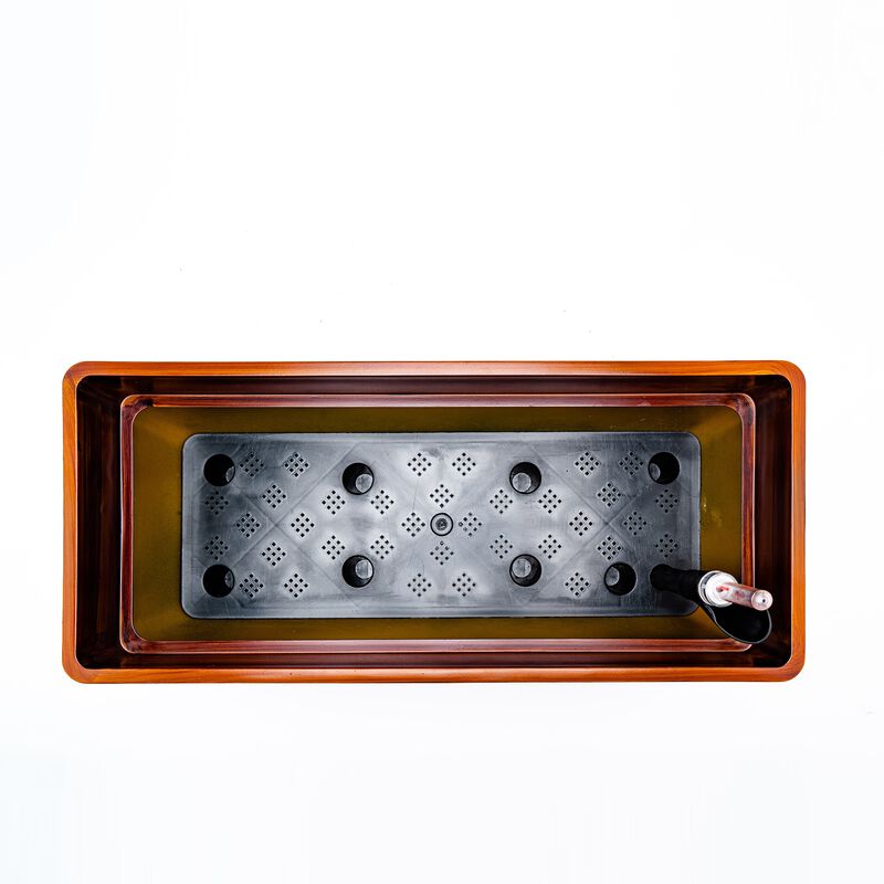 7.8 in. Dark Wood Plastic Rectangle Self-watering Planter Pot image number 3