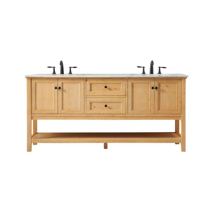 Elegant Kitchen and Bath 72 inch double bathroom vanity in natural wood