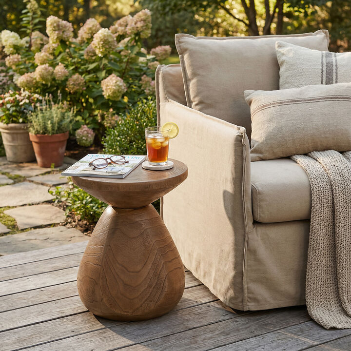 Christopher Knight Home Fraley Patio Rustic Lightweight Concrete Wood Side Table