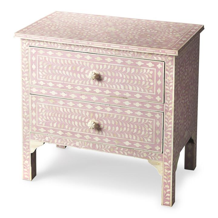 Butler Specialty Vivienne Pink Bone Inlay Accent Chest, Pink