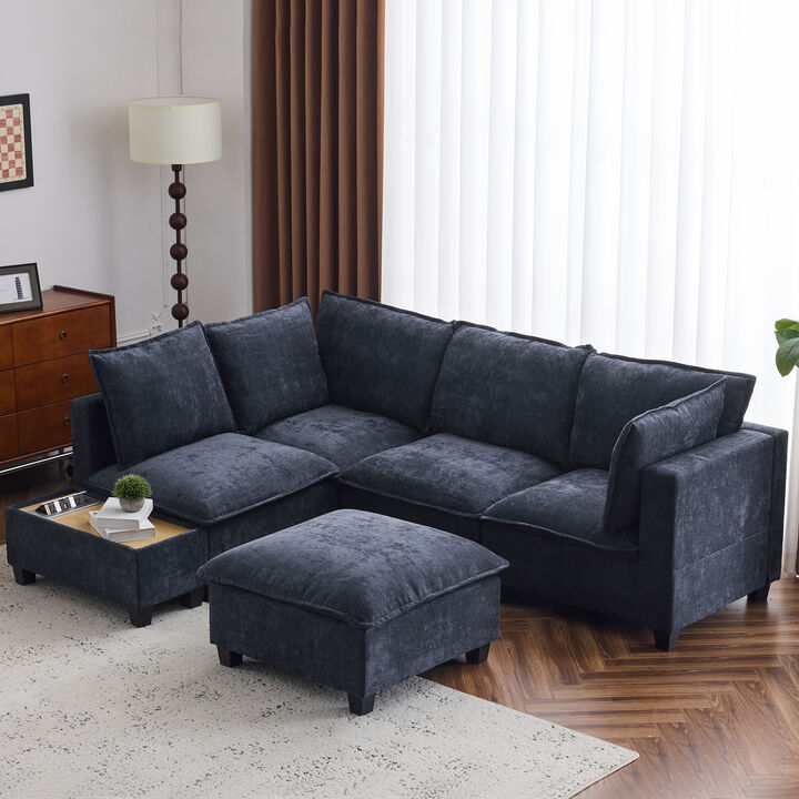Merax Modular Chenille Sofa Couch with 1 Coffee Table