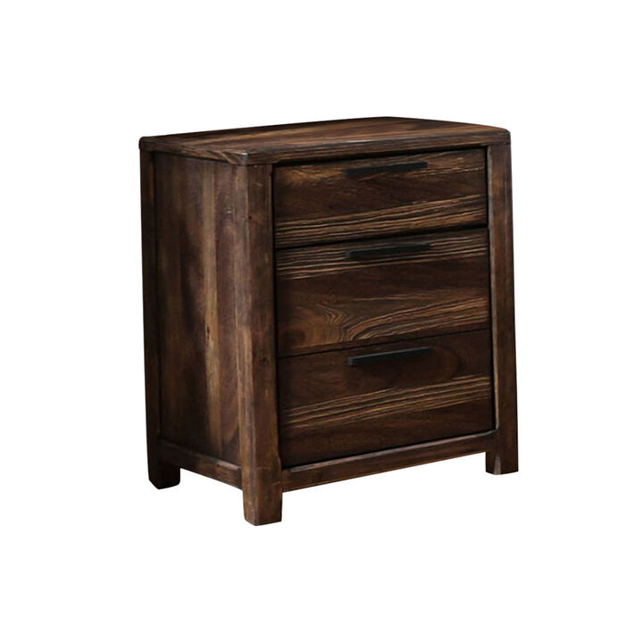 Hankinson Transitional Style Night Stand, Rustic Natural Tone-Benzara