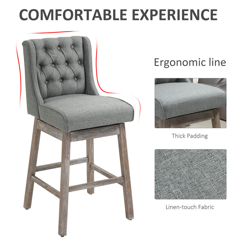 Hivvago Bar Height Dining Stools, Set of 2 with Tufted Seats image number 3
