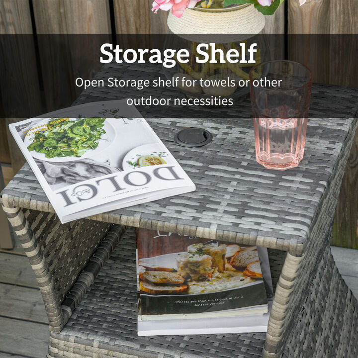 Patio Modren Grey Side Table, Space-Saving For Outdoor Seating
