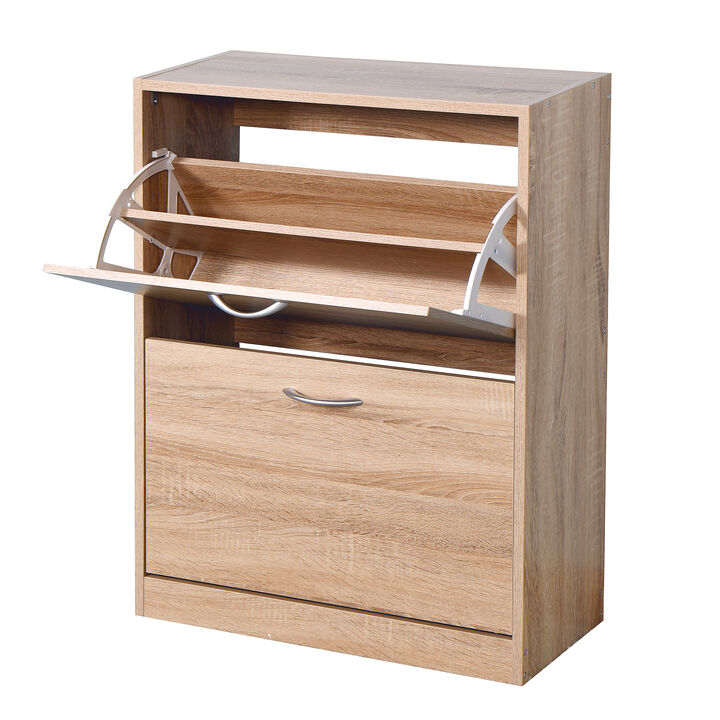 Hivvago Entryway Wooden Shoe Storage and Cabinet with 2 Flip Doors