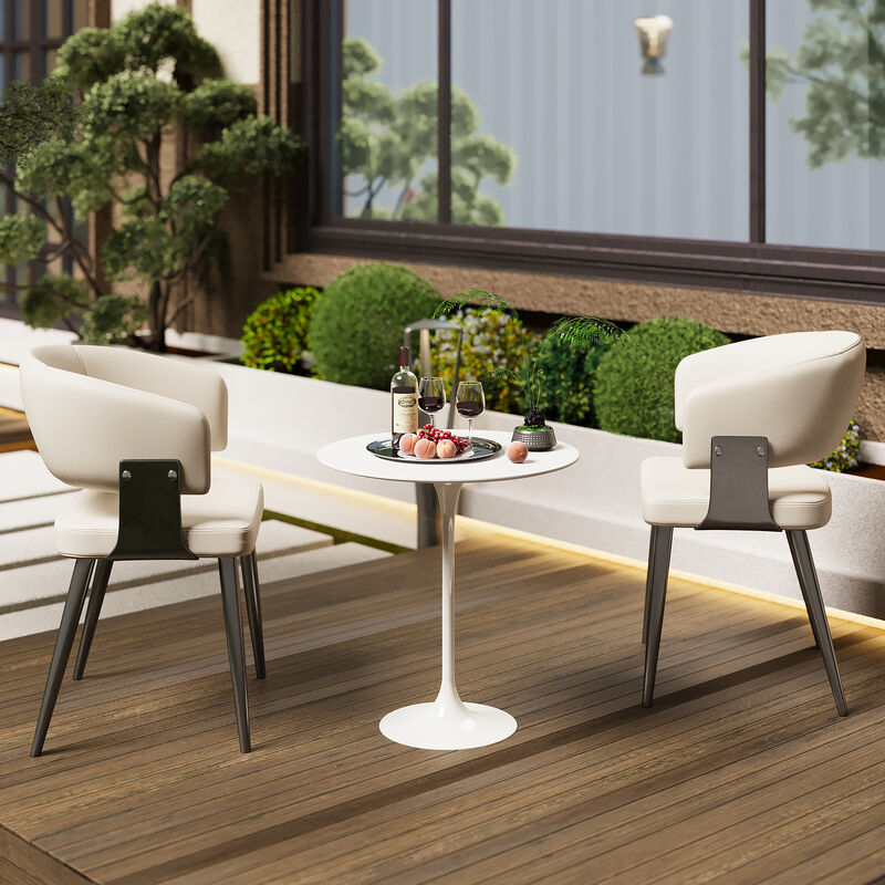 Leather Dining Chair with Metal Legs 2-piece 20.27"