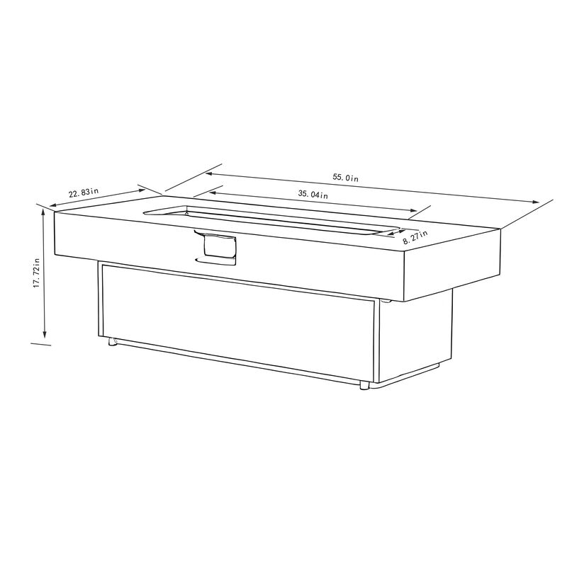 Tabletop Propane Fire Pits, 56 x 23 in, 50,000 BTU outdoor firepit table, Suitable for Outdoor, Patio, Balcony, three height options image number 2