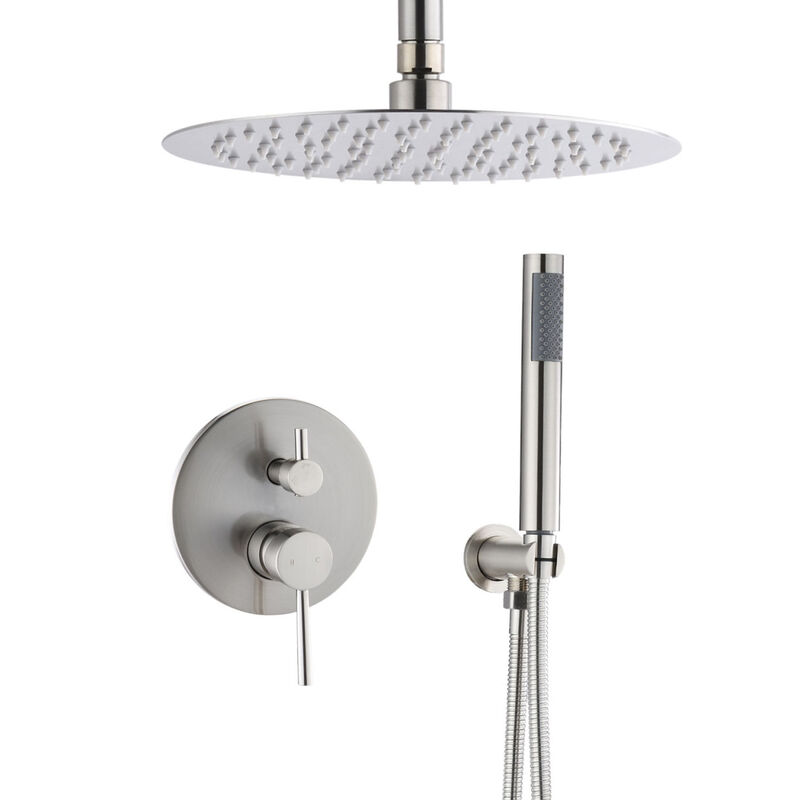 Brushed Nickel Dome Shower System with 10" and Handheld Heads
