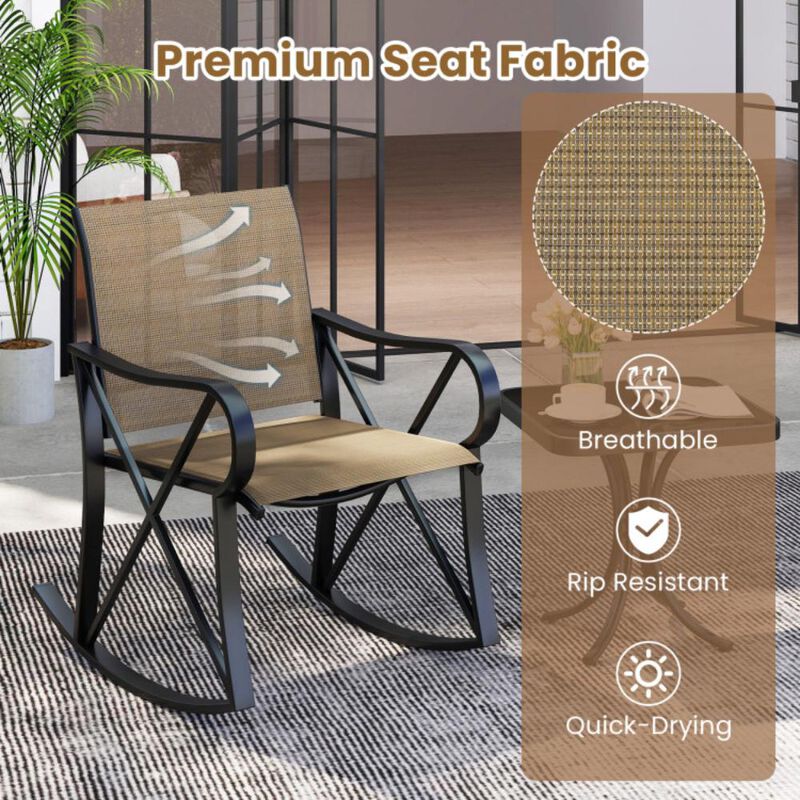Hivvago 3 Piece Patio Rocking Set with Smooth Rocking Motion Outdoor Rocker Chair Bistro Set