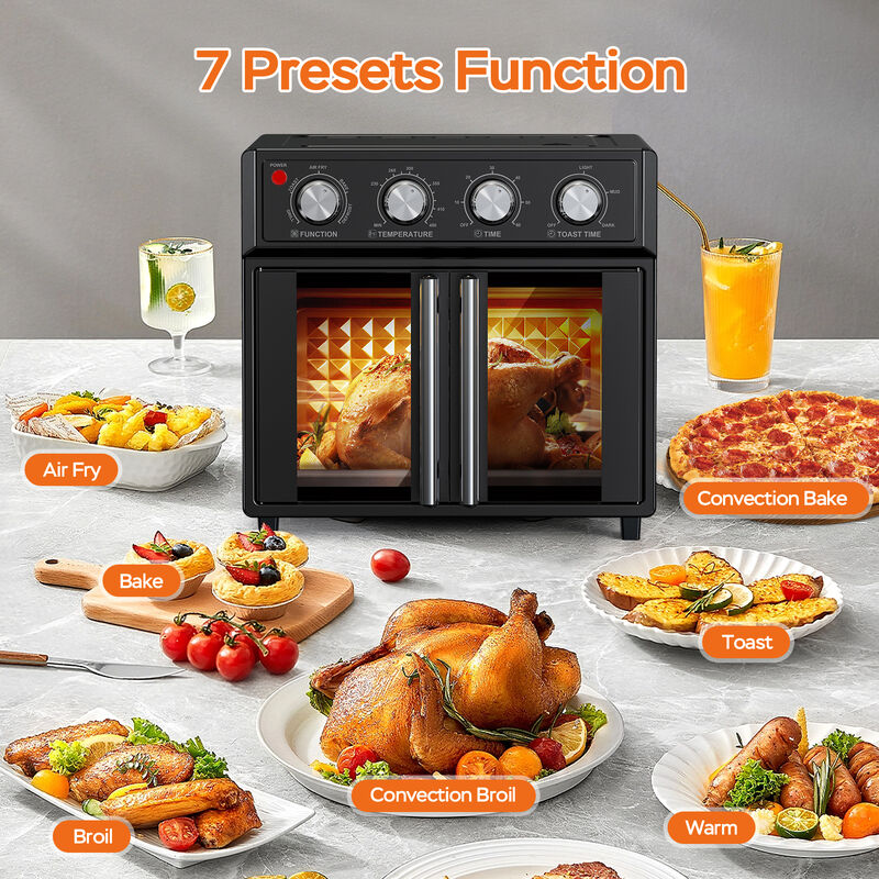 Stainless Steel 26 QT French Double-Door Air Fryer Convection Toaster Oven With 7-in-1 Multi-Function image number 4