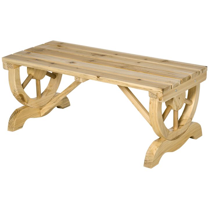 Natural Garden Seat: 2-Person Wagon Wheel Bench for Backyard