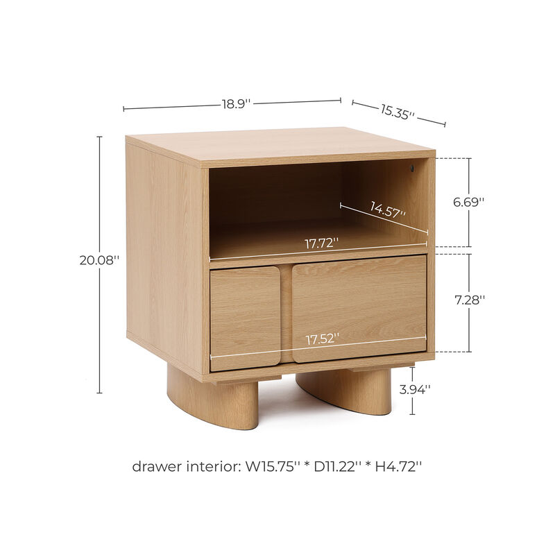 20" Blonde Birch 2-Drawer Wood Nightstand image number 6