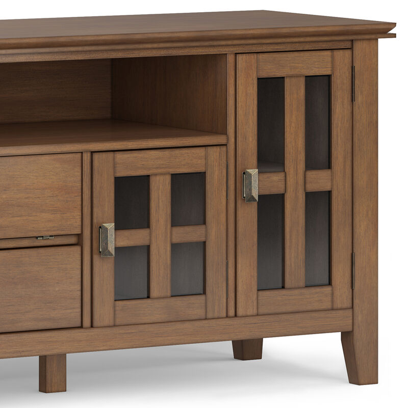 Artisan SOLID WOOD 72 inch Wide Contemporary TV Media Stand in Rustic Natural Aged Brown For TVs up to 80 inches