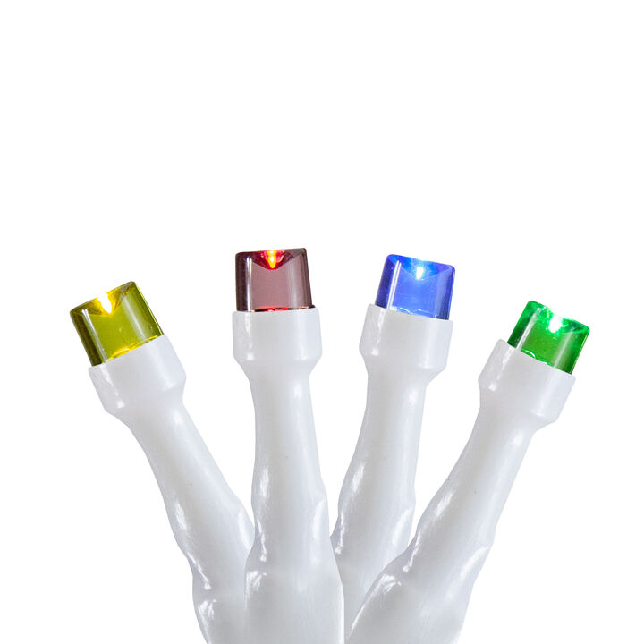 10 B/O Multi LED Wide Angle Christmas Lights - 3 ft White Wire