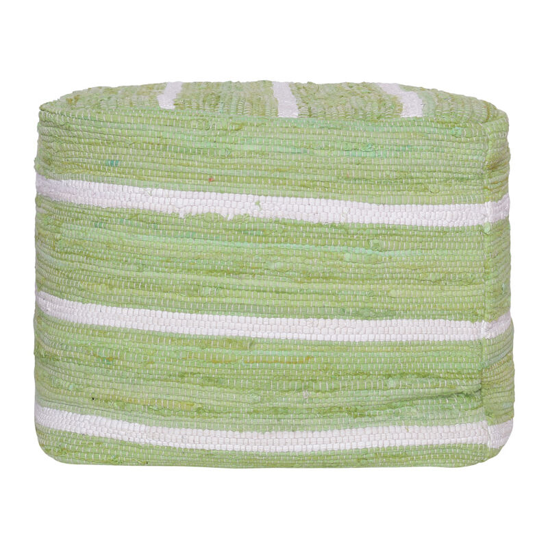 Cotton Cube Striped Pouf Ottoman for Living Room Seating or Footrest