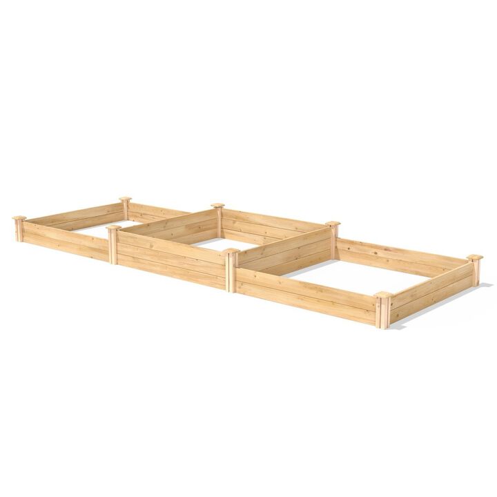 QuikFurn Farmhouse Pine Wood Raised Garden Bed 4 ft x 12 ft - Made in USA