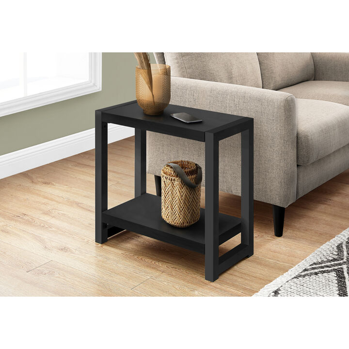 Monarch Specialties I 2081 Accent Table, Side, End, Narrow, Small, 2 Tier, Living Room, Bedroom, Metal, Laminate, Black, Contemporary, Modern