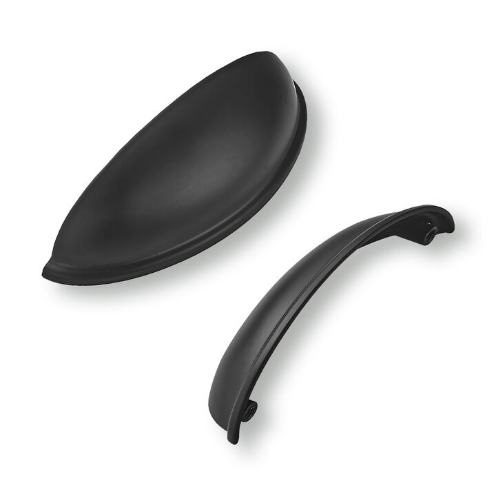 khtumeware 2 Pack 4"" Drawer Pulls Matte Black Cabinet Cup Pulls Kitchen Hardware Cabinet Handles Drawer Handles Knobs 4 inch Ho